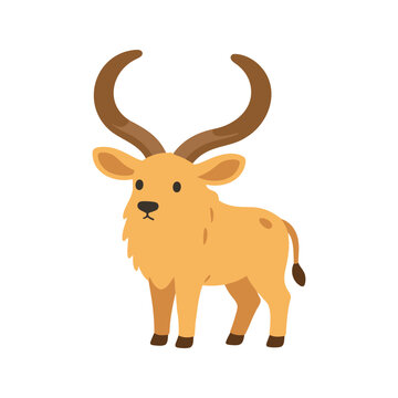 Cartoon stylized roan antelope stands on a white background