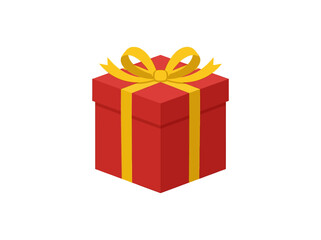 Fototapeta premium Red Gift Box with Yellow Ribbon and Bow