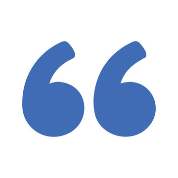 Pair of bold blue quotation marks on a plain white background for quotes or sayings