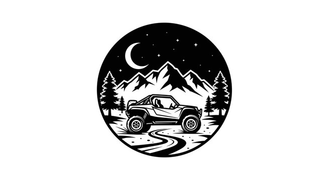 Off-road vehicle driving on mountain road.