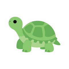 Obraz premium Illustration of a green turtle with a segmented shell and small black eye
