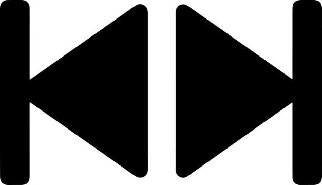 Black play buttons, media controls, rewind fast forward icons, vector navigation symbols