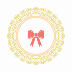 Naklejka premium Decorative Bow Emblem with Ornate Border