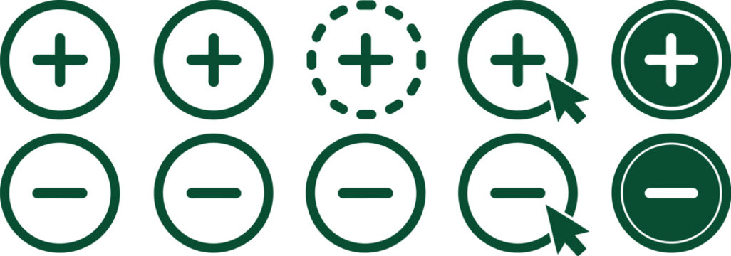 Math, plus minus multiply divide and equal sign icon set, minimalist black circle design, arithmetic symbols, vector illustration, education and calculation concept, flat vector graphics for apps, web
