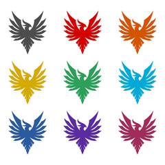 Obraz premium Phoenix Silhouette icon isolated on white background. Set icons colorful