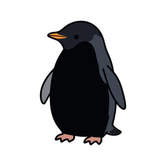Fototapeta premium Cartoon illustration of a cute fairy penguin with outlined details on a white background