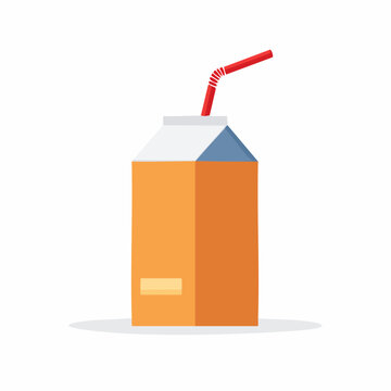 Orange Juice Carton with Red Straw