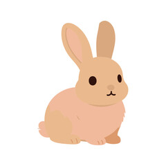 Obraz premium Illustration of a cute tan bunny sitting on a white background with a simple style