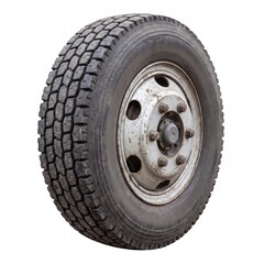 Obraz premium Truck wheel and tire close up on white background