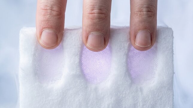  Fingertips pressing into solid fog leaving fingerprint indentations