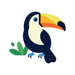 Naklejka premium A toucan is an iconic tropical bird that has a large colorful bill, and it commonly lives in Central and South America.