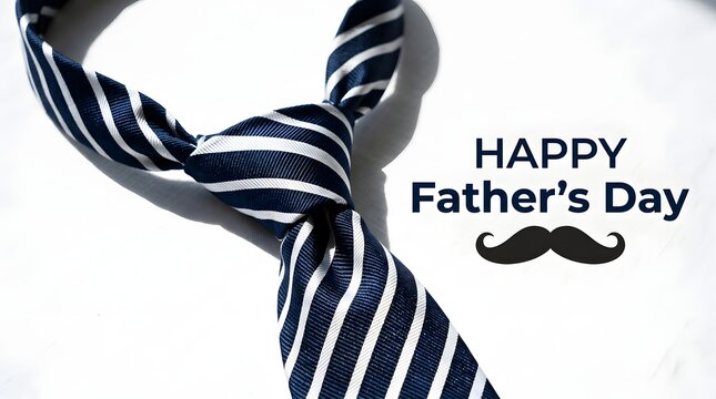 Happy father's day stylish blue striped tie with mustache celebrating dad