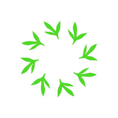 Fototapeta premium GREEN LEAVES IN CIRCLE SIGN SYMBOL LOGO VECTOR
