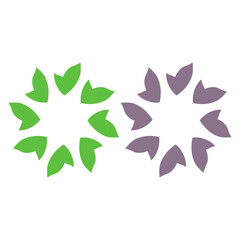 Obraz premium GREEN LEAVES IN CIRCLE SIGN SYMBOL LOGO VECTOR