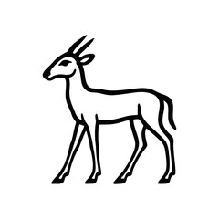 Fototapeta premium A flat vector illustration of a brown stallion horse and a wild deer standing together as isolated cartoon mammal animals in a nature wildlife art drawing