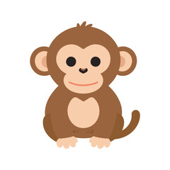 Fototapeta premium Simple illustration of a charming brown monkey sitting upright and looking forward