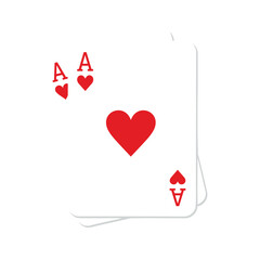 Obraz premium Hearts are shown on a pair of aces playing cards against a white background in this illustration