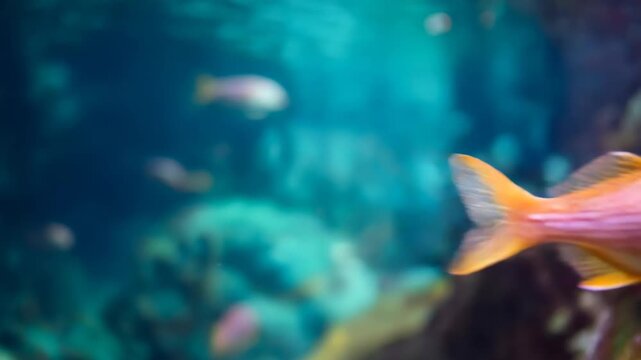 Fish change colors and swim patterns in aquarium water during feeding time Generative AI
