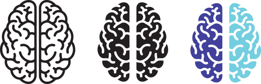 Brain icon, Brain Logo silhouette, icon set