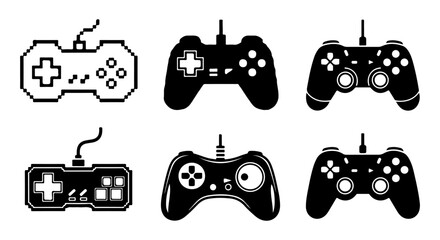 Set of various retro and modern video game controllers for entertainment and gaming © Manok Mas