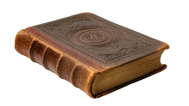 Antique leatherbound book with embossed cover and gilded edges