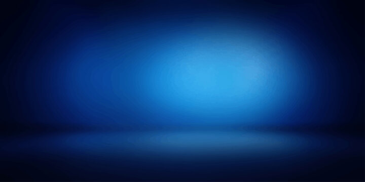 Dark blue glowing stage background with soft light horizon and minimal abstract studio effect