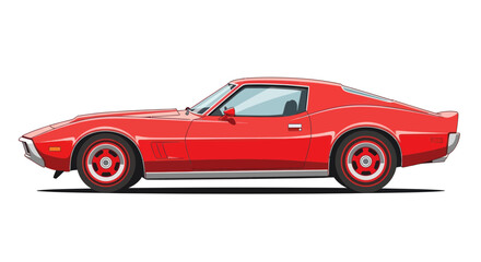 Obraz premium Vintage Red Sports Car, Classic American Muscle Automobile, Side View