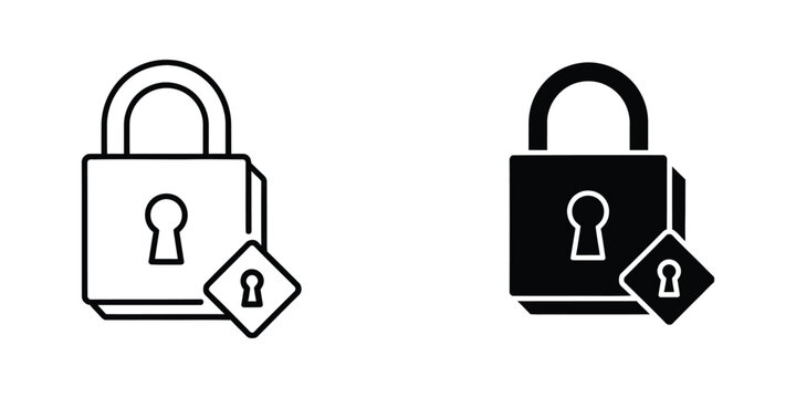 Contrast between open and closed padlocks with keyhole symbols