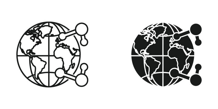 Contrast between global connectivity and isolation depicted through networked globes