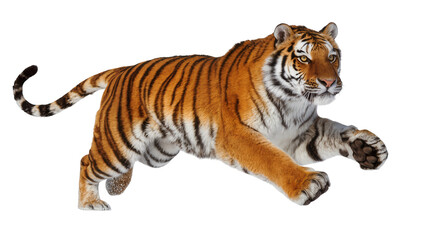 Fototapeta premium Orange Bengal Tiger Crouching with Black Striped Fur