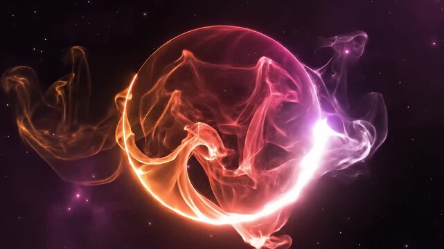 Abstract glowing energy ring in dark outer space