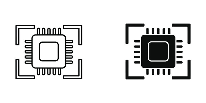 Contrast between a light and dark microprocessor chip icon designs