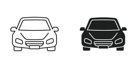 Obraz premium Comparison of a white and black sedan car illustration in monochrome style