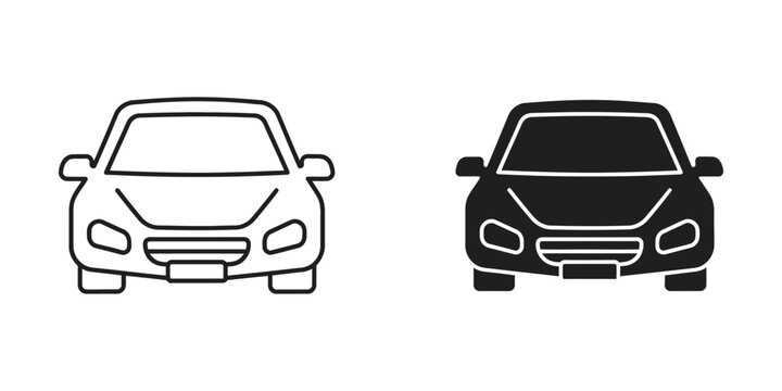 Comparison of a white and black sedan car illustration in monochrome style