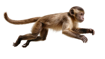 Brown Capuchin Monkey Leaping with Extended Limbs © Stefan