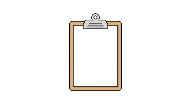 Simple brown wooden clipboard with a shiny metal clip is shown empty and upright on a white background, ready for adding text or forms.