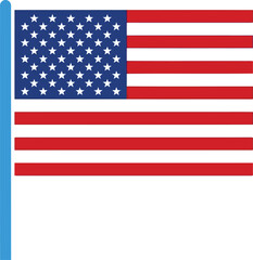 Obraz premium Simple American flag on pole vector illustration for patriotic themes 