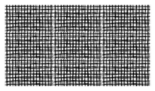 Grid pattern with hand drawn crosshatch lines creating a woven texture doodle style