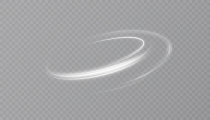 White glowing light ring with soft motion trail, abstract magic circle and orbit effect for vector overlays. © MAKSYM