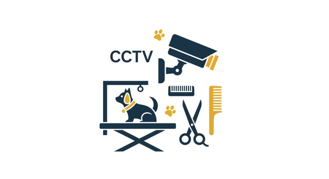 CCTV security system surveillance icon set.
