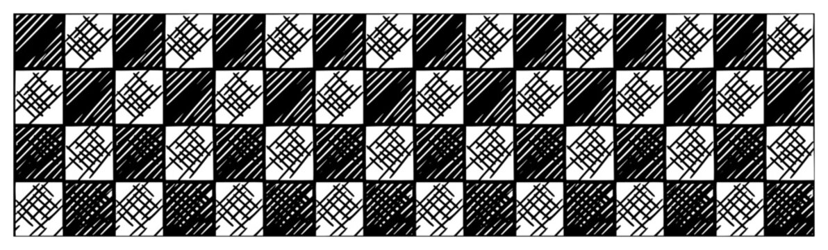 Decorative horizontal border with crosshatched squares forming a classical checkerboard pattern