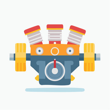 Flat Design Illustration of a V3 Engine