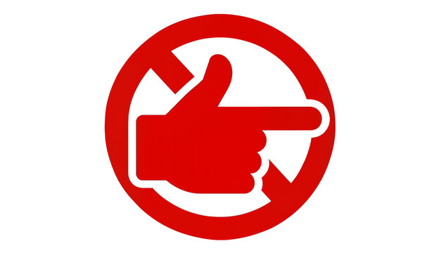 Red Prohibition Sign with Pointing Hand Icon