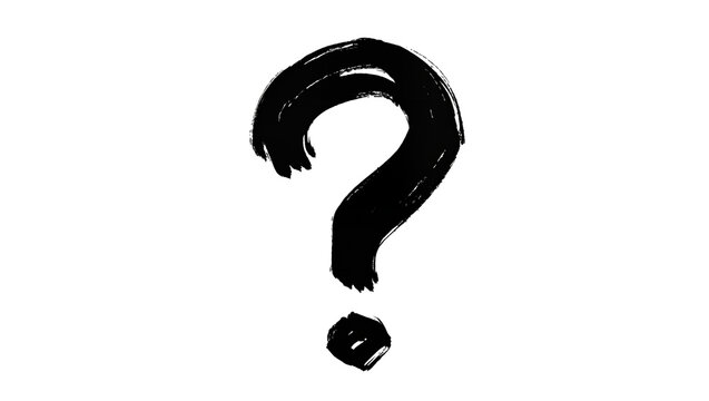Rough Black Brushstroke Question Mark Symbol