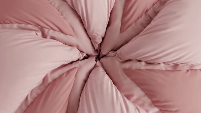 Abstract geometric textile pattern in pink and white tones
