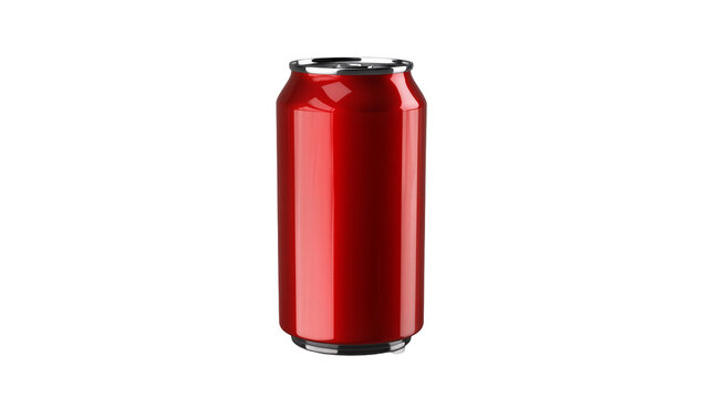 Red aluminum soda can with silver pull tab