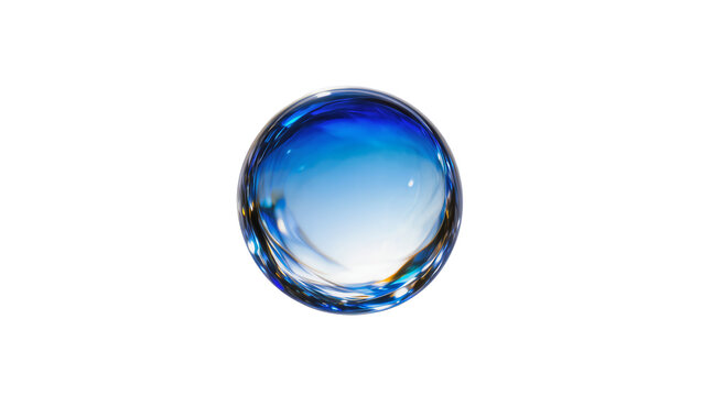 Blue Water Droplet Sphere with Reflected Light and Ripples