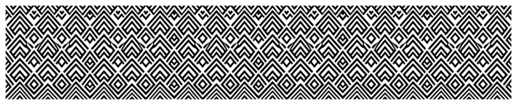 Geometric diamond border pattern with interlocking ethnic lines in minimalist monochrome style
