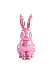 Obraz premium Pink metallic Easter bunny with transparent background