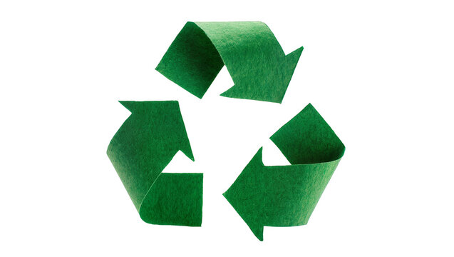 Green paper recycling symbol with three arrows in a triangular shape